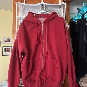 BRANDY MELVILLE Red Zip-Up Hoodie